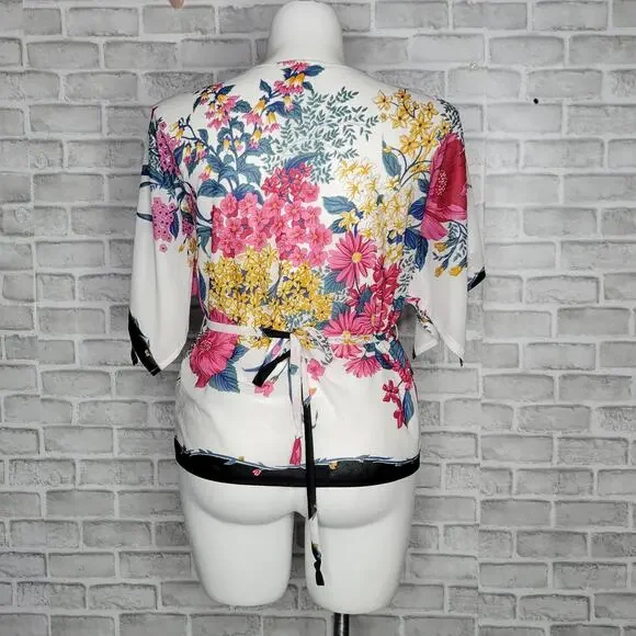 Vintage Sears Volup Flutter Split Sleeve Floral Blouse, Sz 14 - Picture 4 of 6